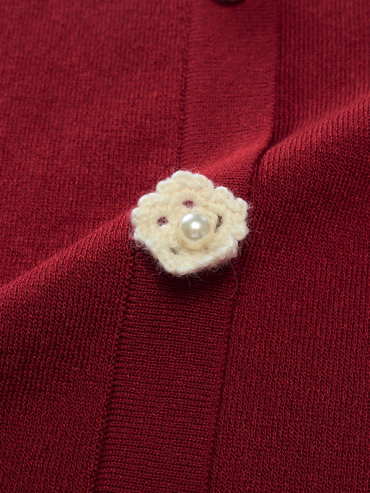 Lyocell Blend Jacquard Women Knit Top With Detachable Knit Flowers