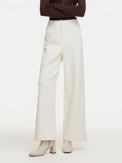 Adjustable Waist Straight Wide Leg Women Pants