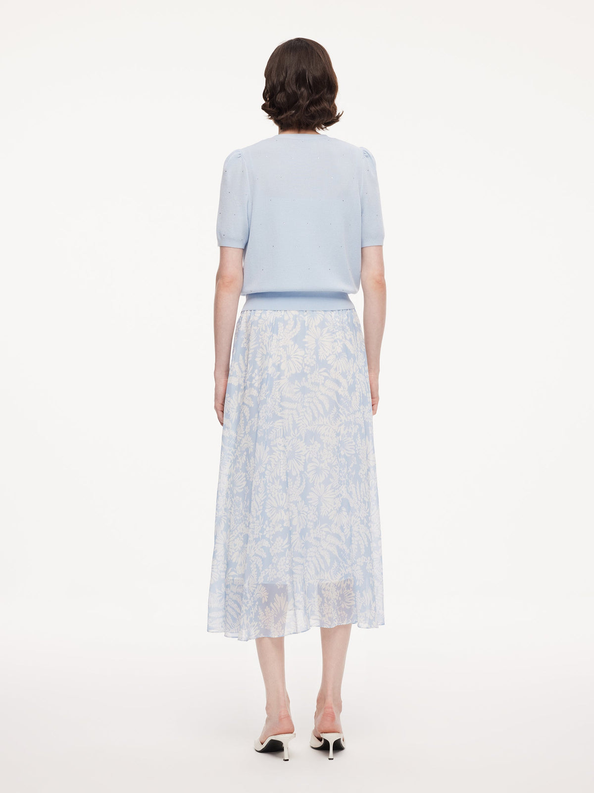 10MM Mulberry Silk Floral Print Women Skirt With Scrunchie