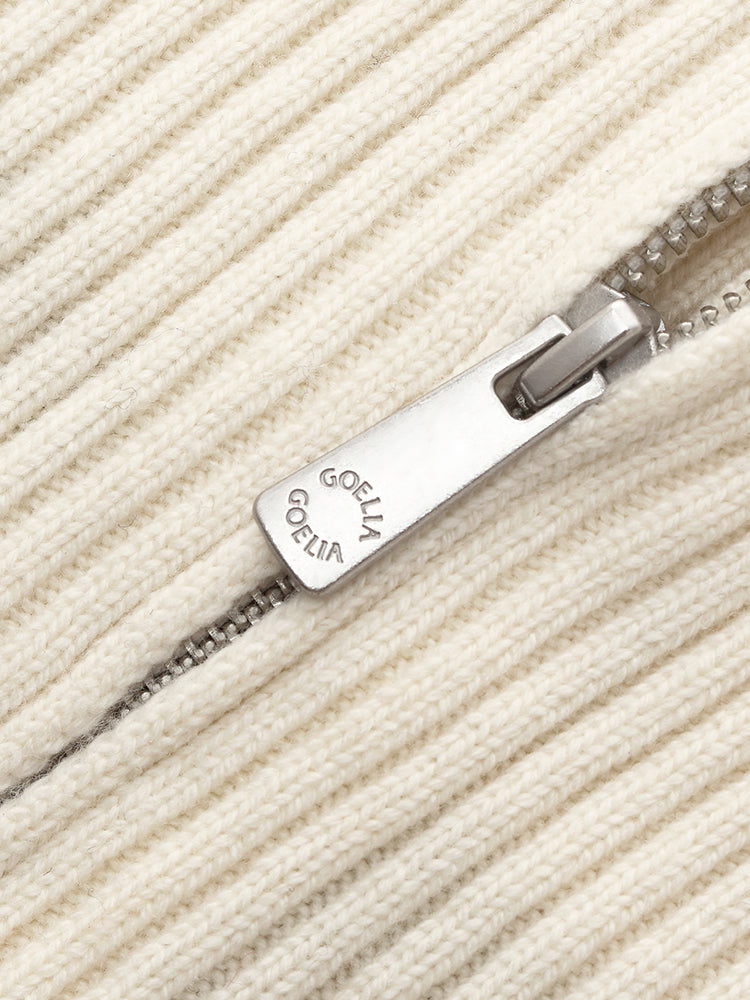 Oversized Collar Half-Zip Women Knit Top