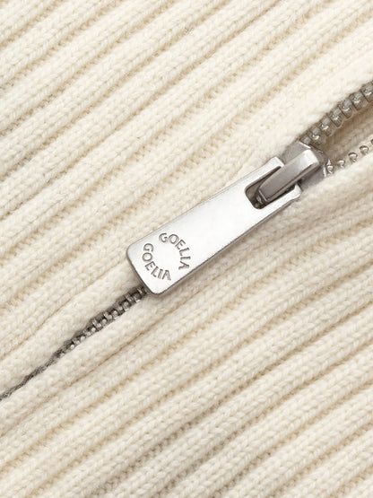Oversized Collar Half-Zip Women Knit Top