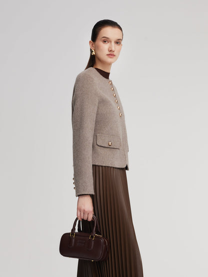 Alpaca Wool Blend Round Neck Women Jacket