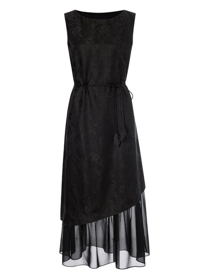 19MM Gambiered Canton Gauze Kapok Jacquard Women Sleeveless Maxi Dress