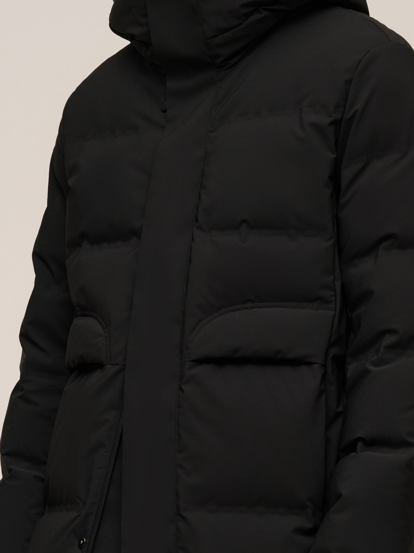 Thermal Tech Back Hooded Unisex Long Goose Down Coat