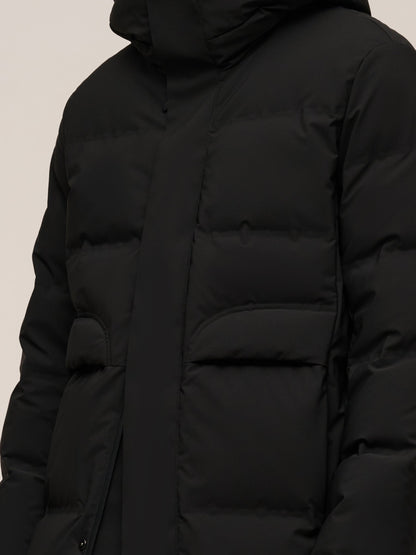 Thermal Tech Back Hooded Unisex Long Goose Down Coat