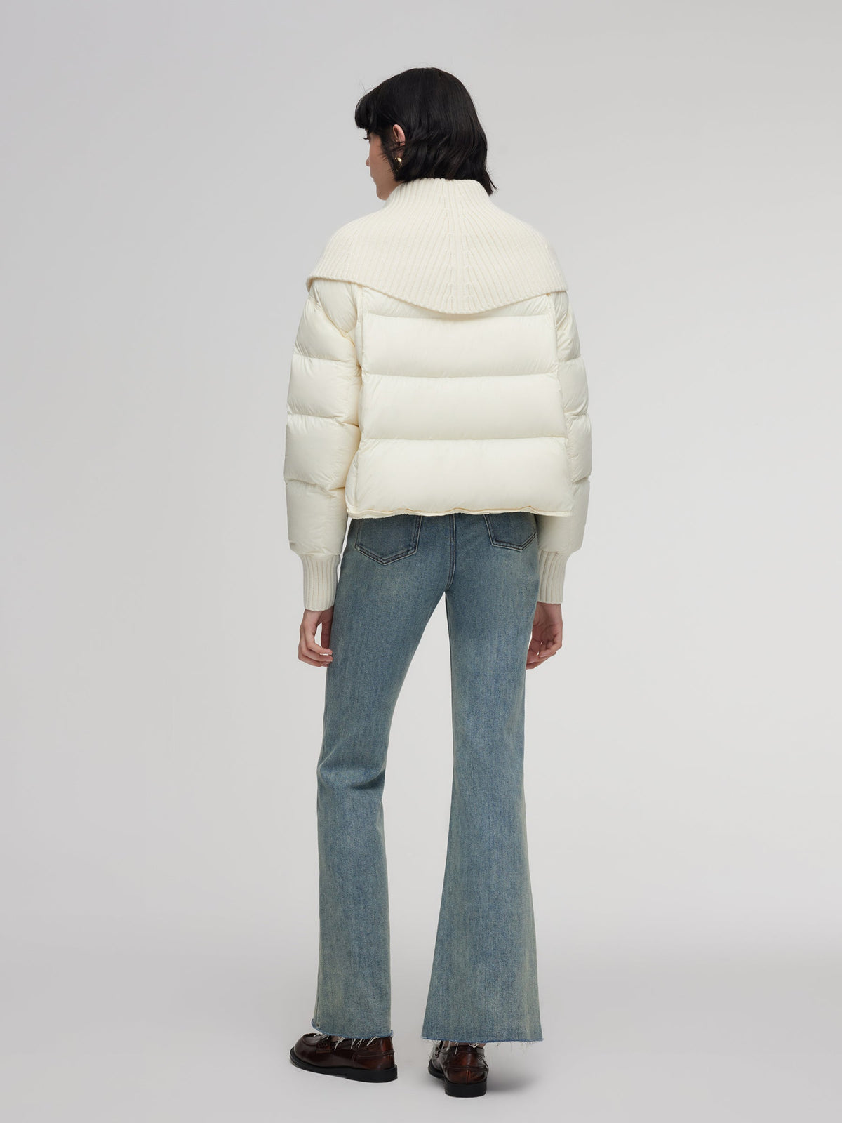 Cocoon Knitted Convertible Collar Goose Down Jacket