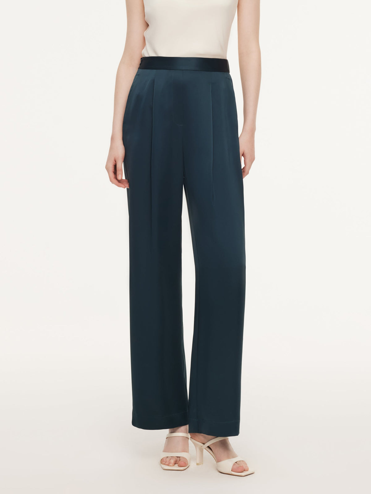 Triacetate Blend Women Straight Leg Pants
