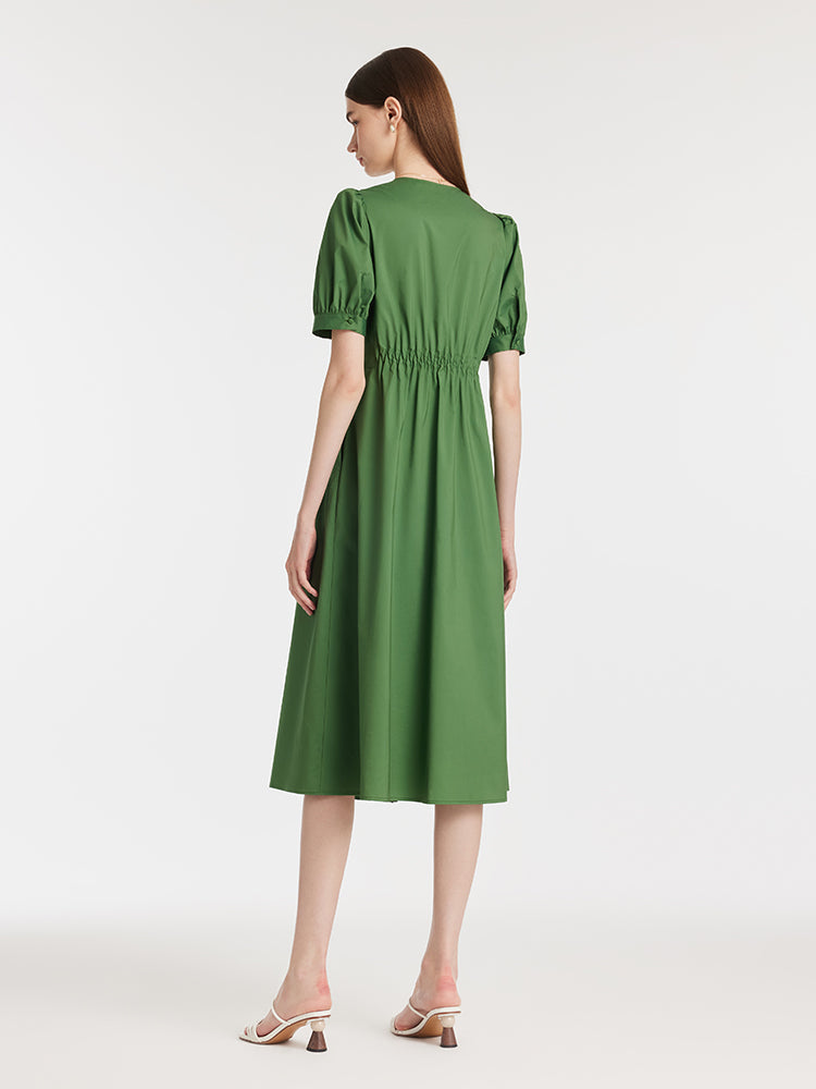V-Neck Knotted Women Midi Dress