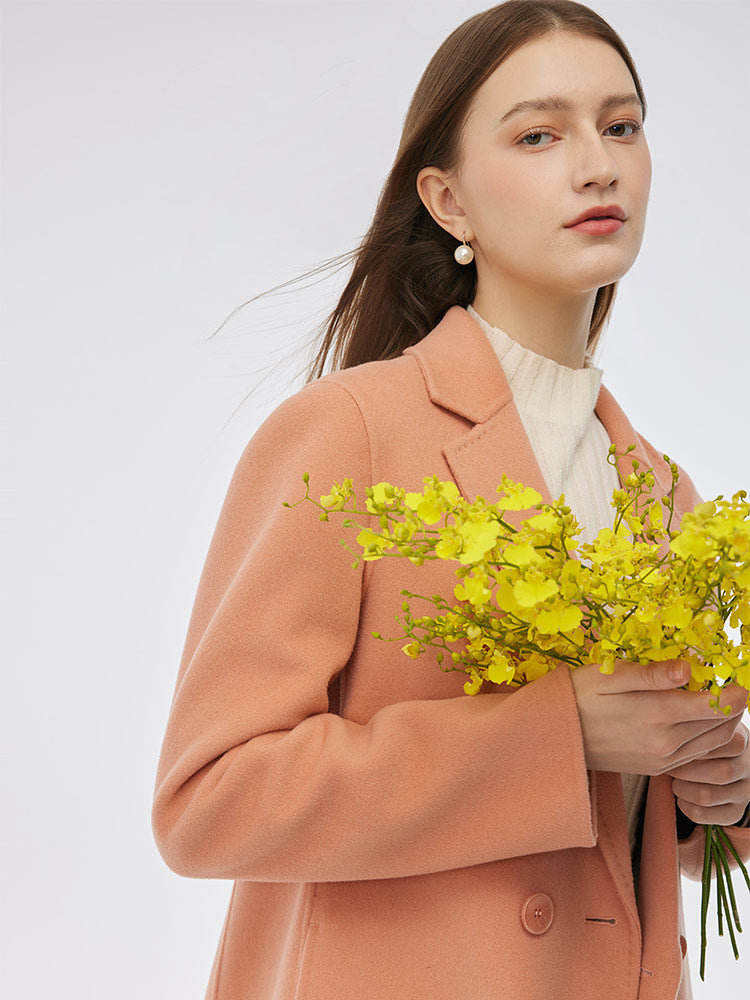 100% Wool Double-Faced Back Slit Women Overcoat