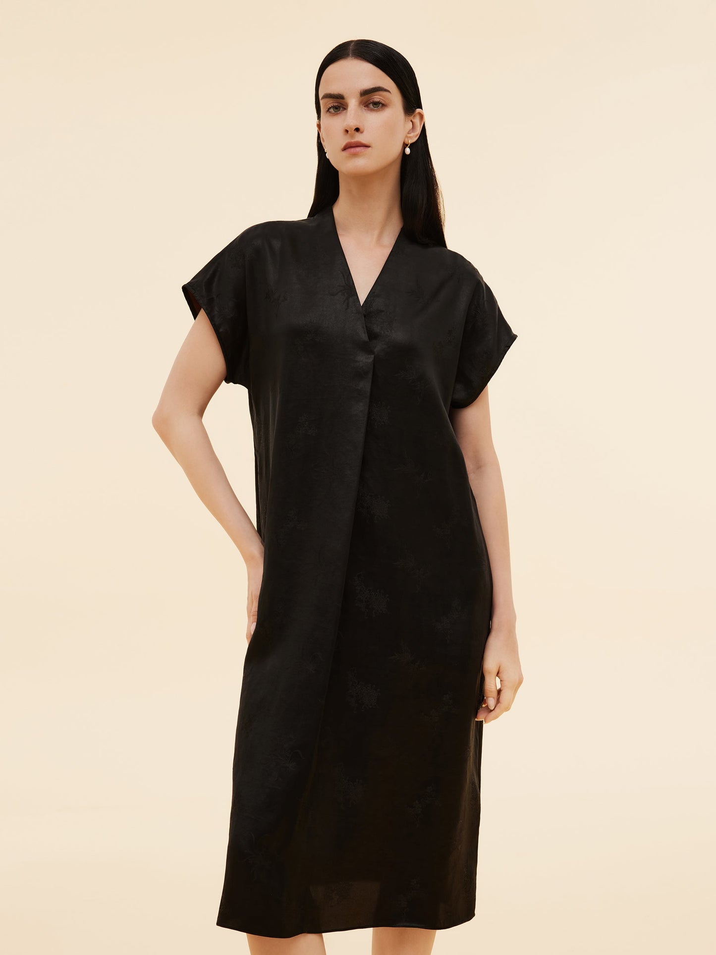 19MM Xiang Yun Silk V-Neck Women Midi Dress