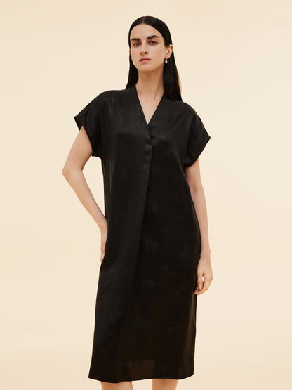 19MM Xiang Yun Silk V-Neck Women Midi Dress