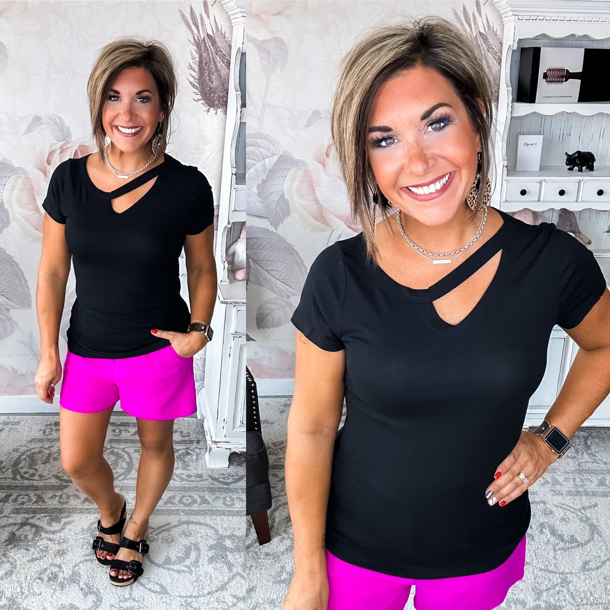 Just Beginning Unbalanced Tee - Black