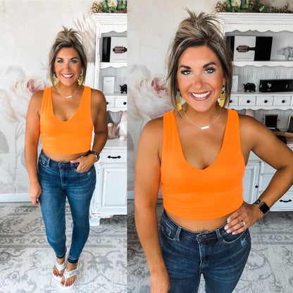 Make Your Point Crop Top - Neon Orange