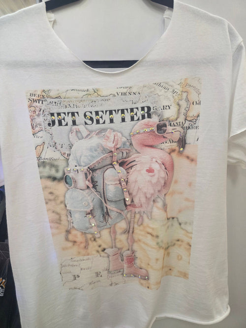 Jet Setter Rhinestone Graphic Tee