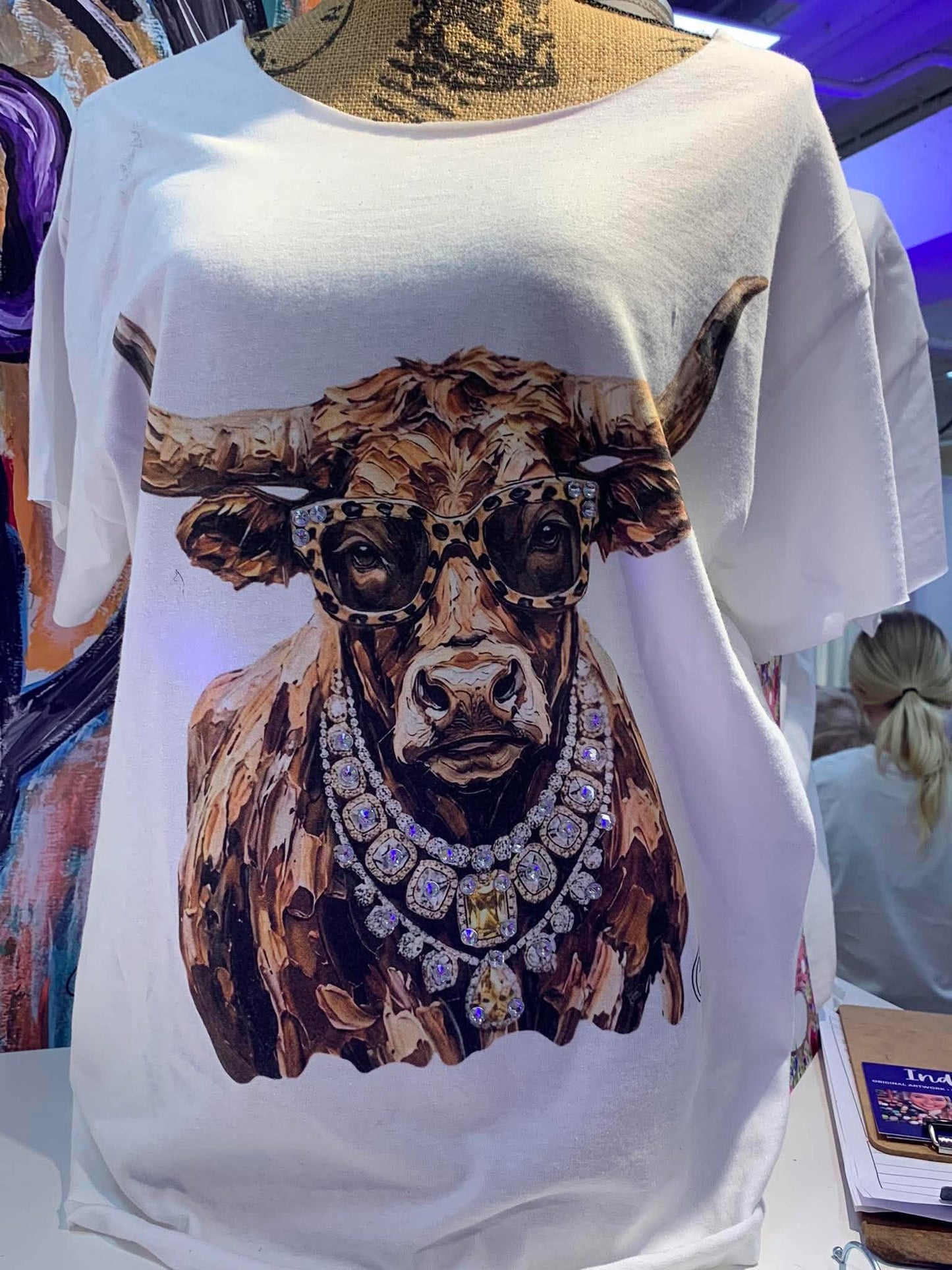 Bejeweled Highland Cow Rhinestone Graphic Tee