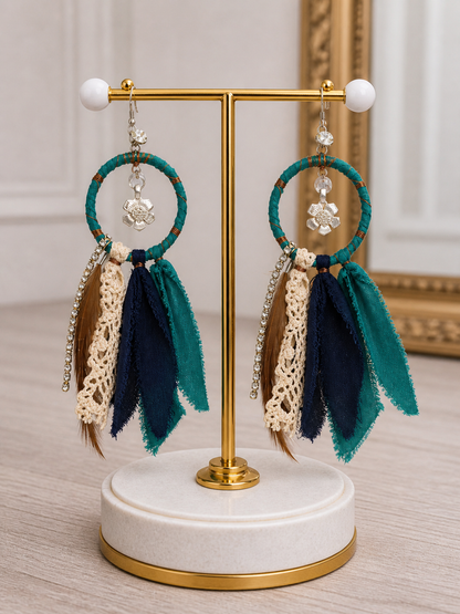 Boho Bloom Fringe Hoop Earrings