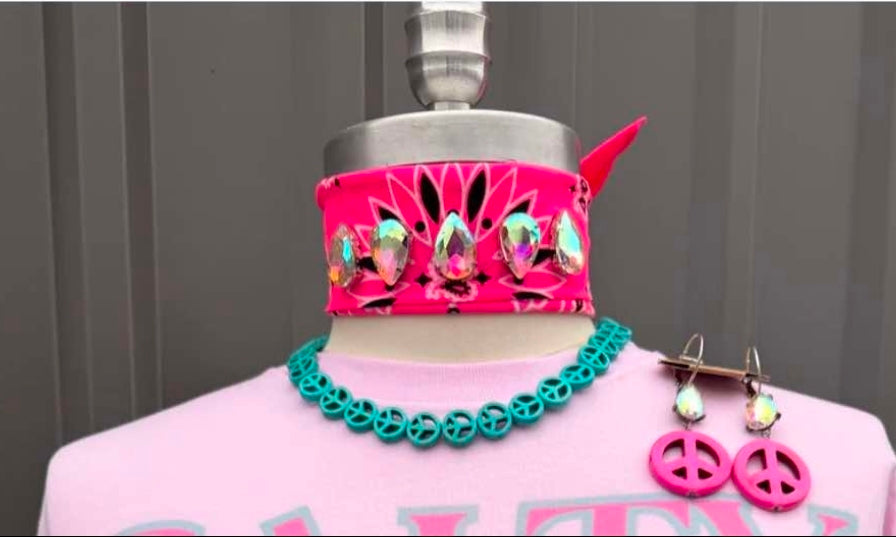 Pink Rebel Crystal Bandana by Sandra Ling Designs