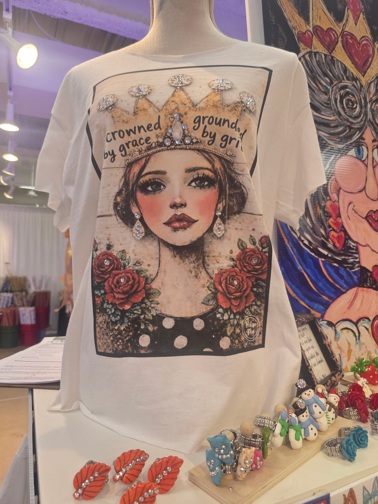 Crowned by Grace Grounded by Grit Rhinestone Graphic Tee