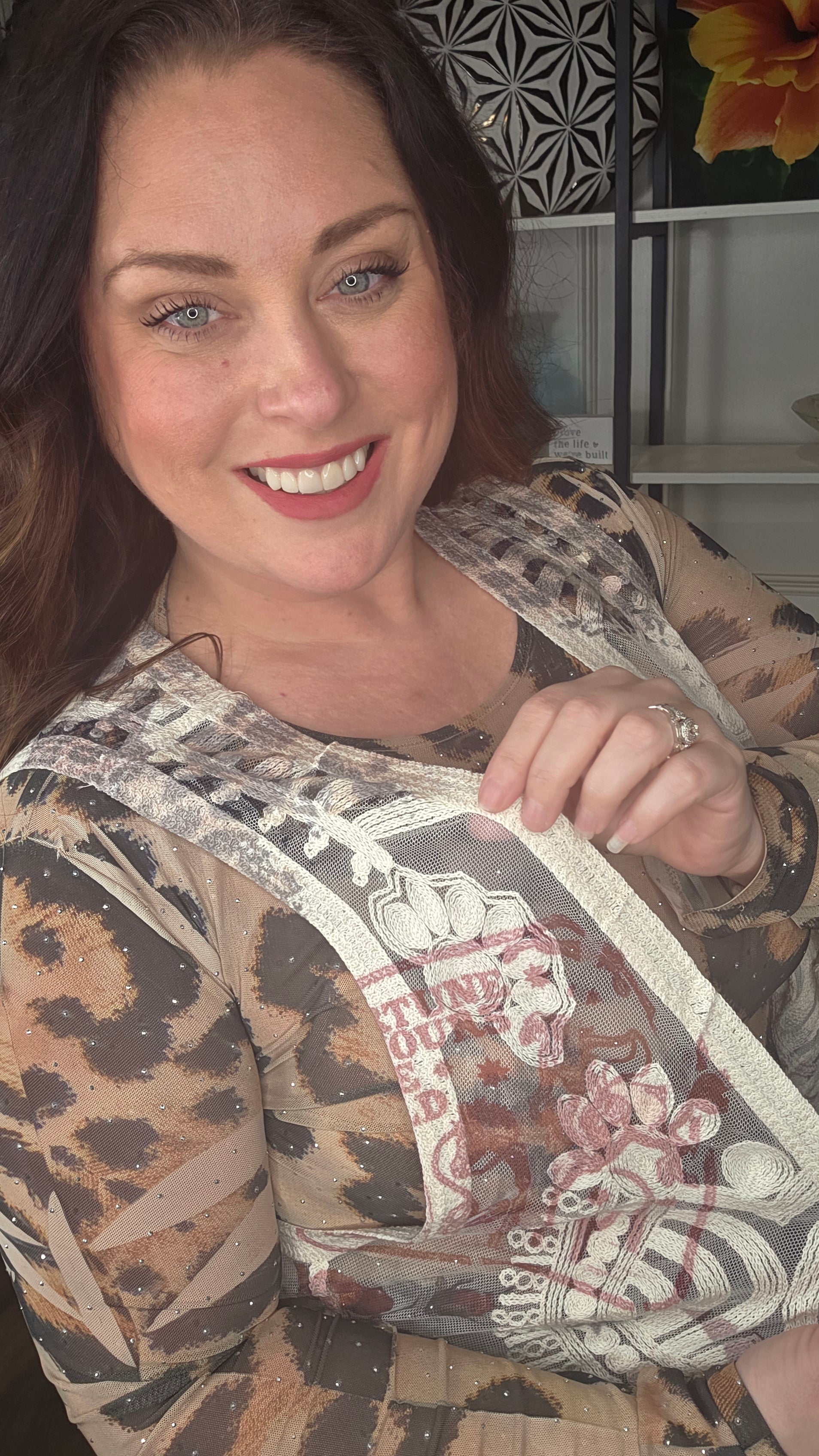 Origami - Starlit Leopard & Rose Crochet Lace Vest