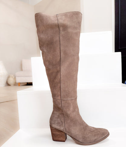 Tarian Tall Suede Boot in Taupe